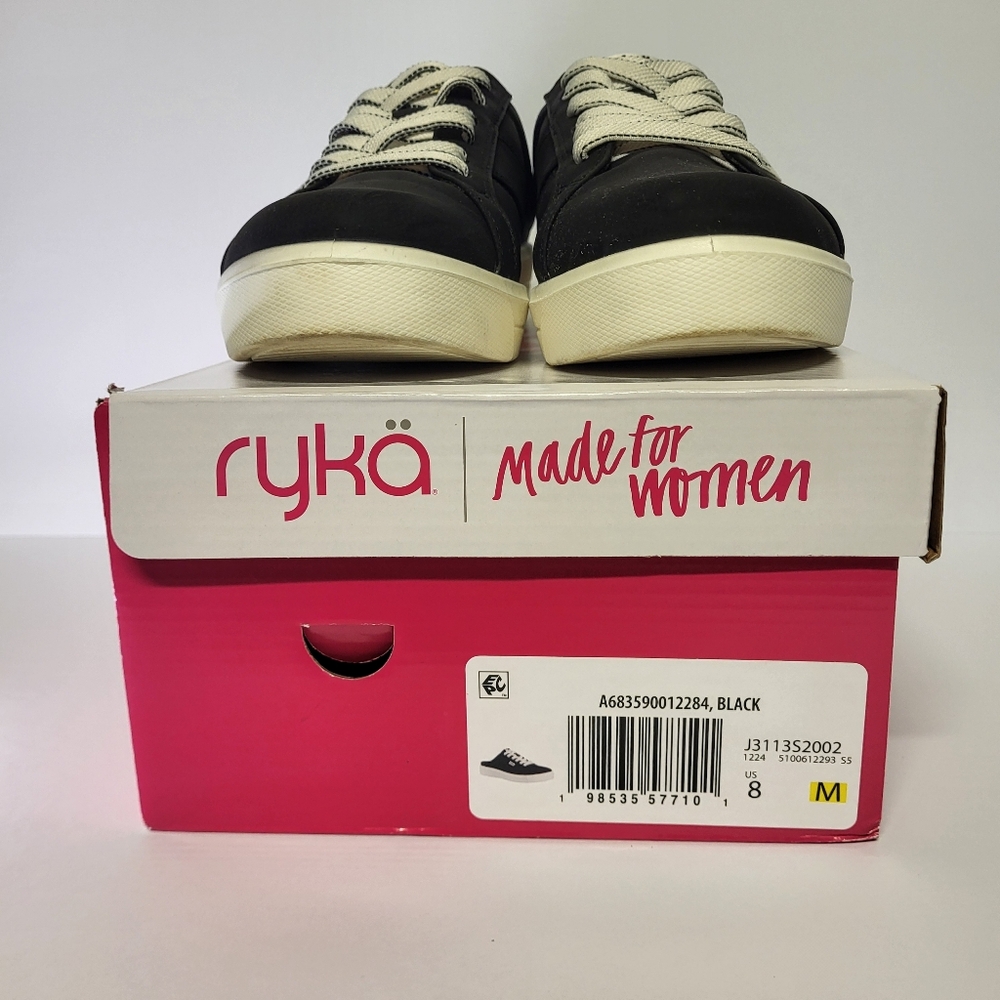 Ryka Viv Classic Sneakers Mules Womens 8 Medium Black With White Fixed Laces - Picture 8 of 8
